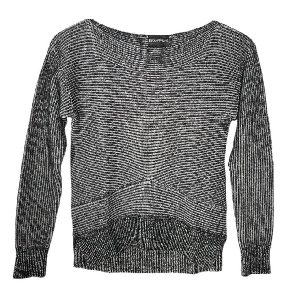 Emporio Armani Curved Hemline Knit Boatneck Sweater Size 2